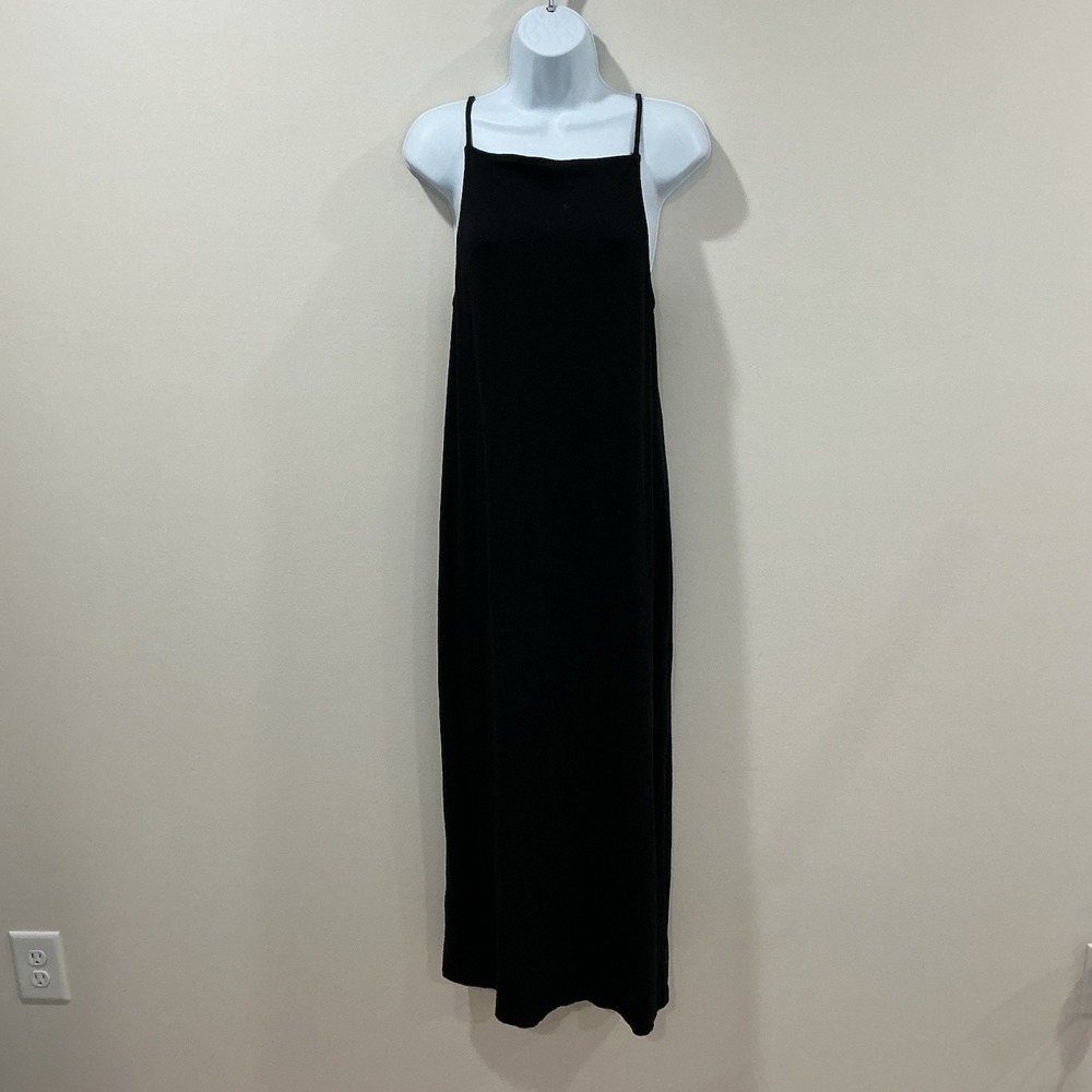 Old Navy Fitted Sleeveless Rib Knit Midi Dress Black Lagenlook Womens L Tall